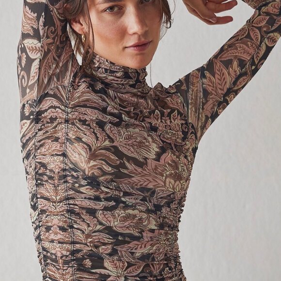 Free People Under It All Printed Mesh Bodysuit - Picture 2 of 5